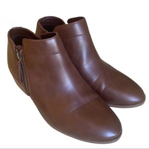Time and Tru Cognac PU Leather Booties NWOT